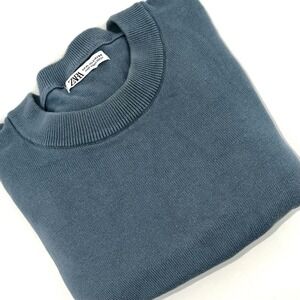 ZARA Man‎ Knit Long Sleeve Shirt Blue Crewneck Men's XL Relaxed Fit Lightweight